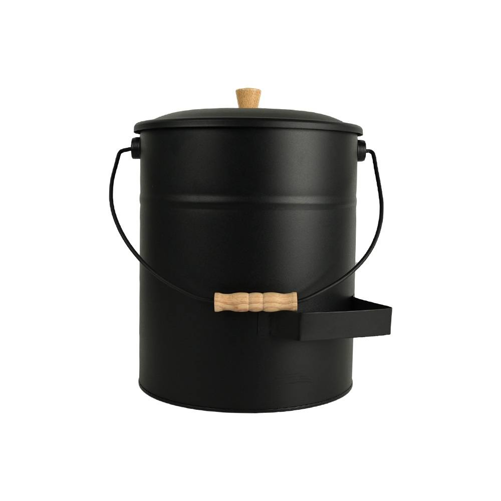 Facilitys - Seau cendres couvercle 15 L acier noir - kit 4 accessoires cheminée - Image 5