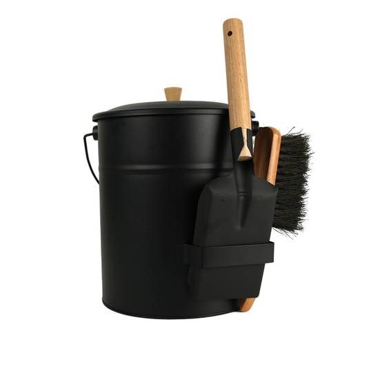 Facilitys - Seau cendres couvercle 15 L acier noir - kit 4 accessoires cheminée - Image 4