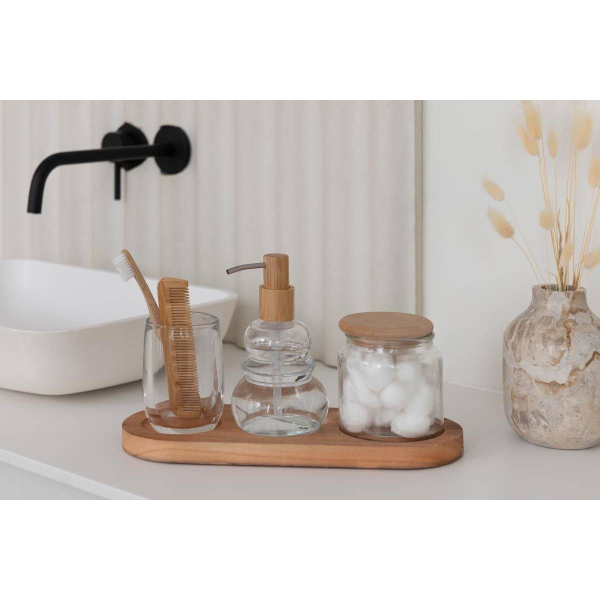 Vase Bouteille Déco "Marbre" 10cm Beige - Image 3