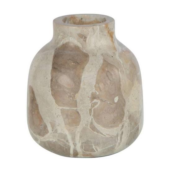 Vase Bouteille Déco "Marbre" 10cm Beige - Image 1
