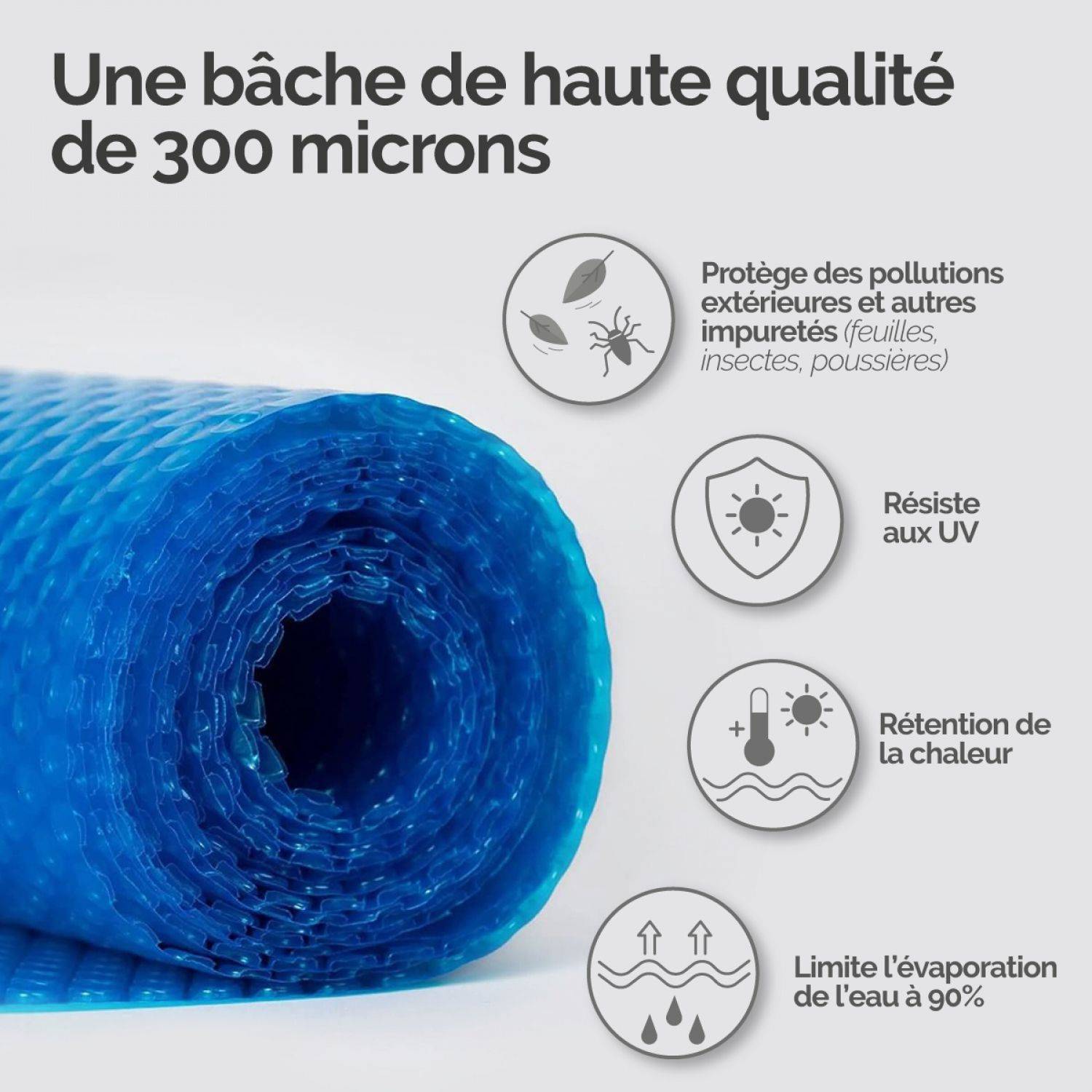 Linxor - Bâche à bulles 2 m x 12 m pour piscine - 300 microns - Bleu - Linxor - Imagen 3