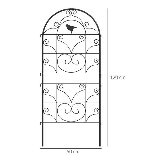 Treillage métallique pour plantes grimpantes avec design oiseau, noir, 50 x 120 cm (lot de 2) - PANGIVO - Image 3