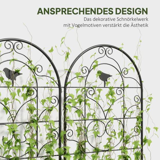 Treillage métallique pour plantes grimpantes avec design oiseau, noir, 50 x 120 cm (lot de 2) - PANGIVO - Image 5