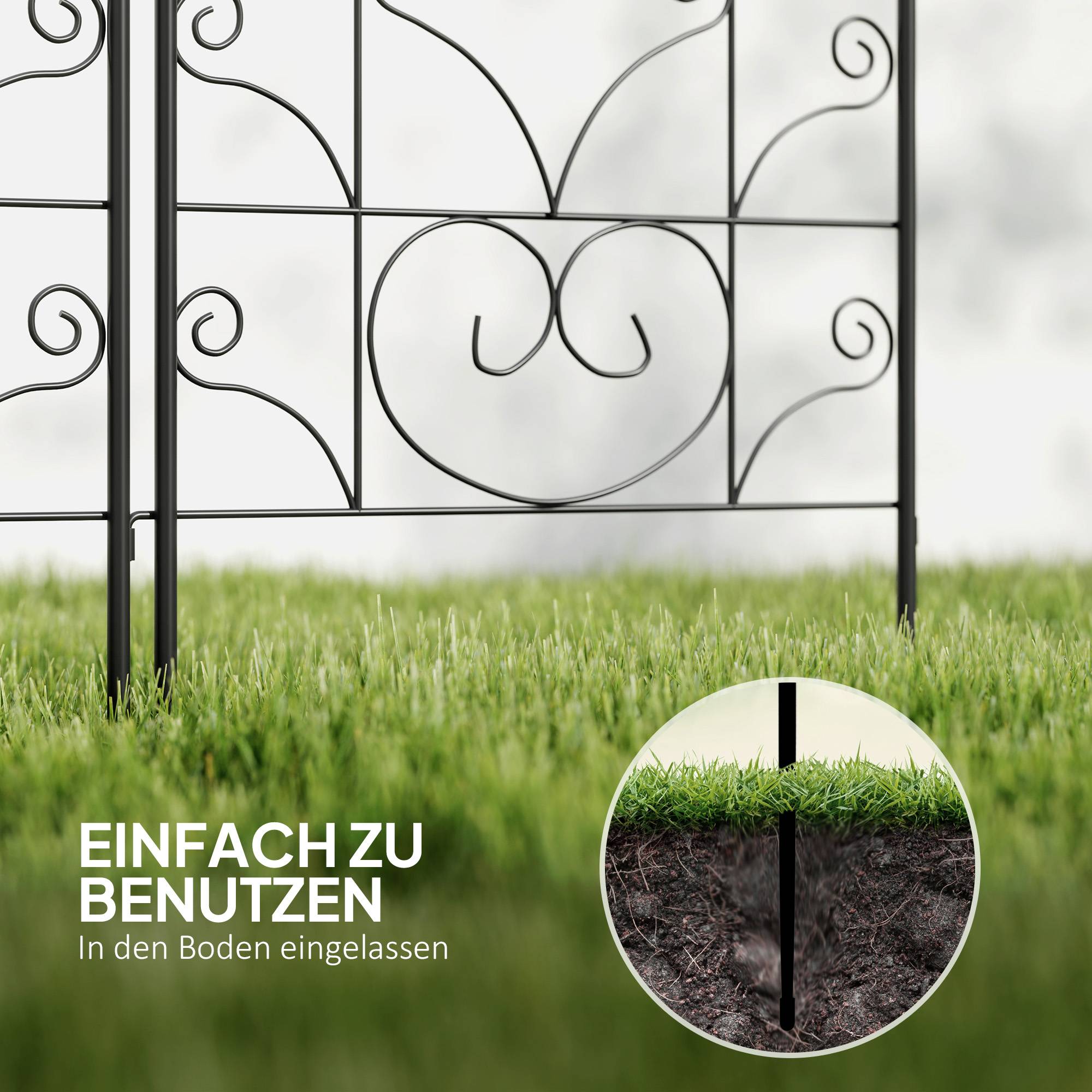 Treillage métallique pour plantes grimpantes avec design oiseau, noir, 50 x 120 cm (lot de 2) - PANGIVO - Image 7