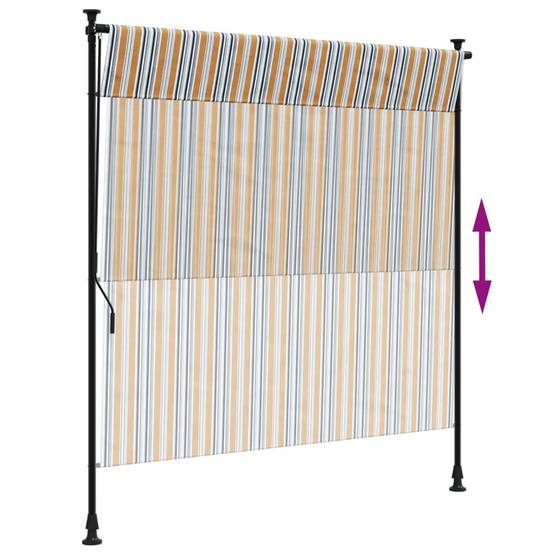 Maison Chic - Store Banne - Store roulant d'extérieur - Auvent extérieur jaune et blanc 150x270 cm tissu acier - Image 6