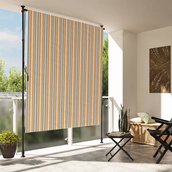 Maison Chic - Store Banne - Store roulant d'extérieur - Auvent extérieur jaune et blanc 150x270 cm tissu acier - Image 2