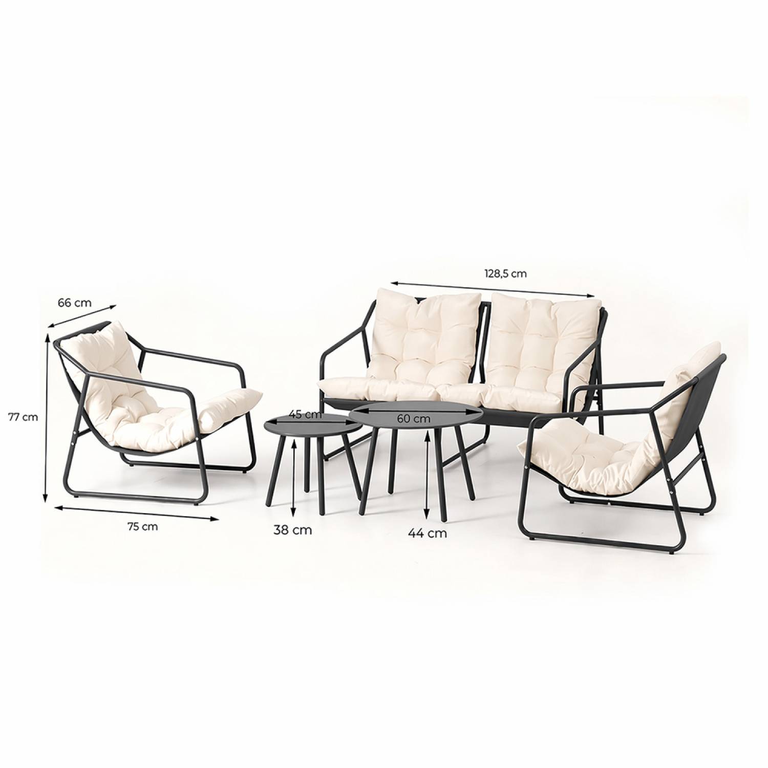 Salon de jardin 4 places gris et beige avec tables basses ATRANI - Image 3
