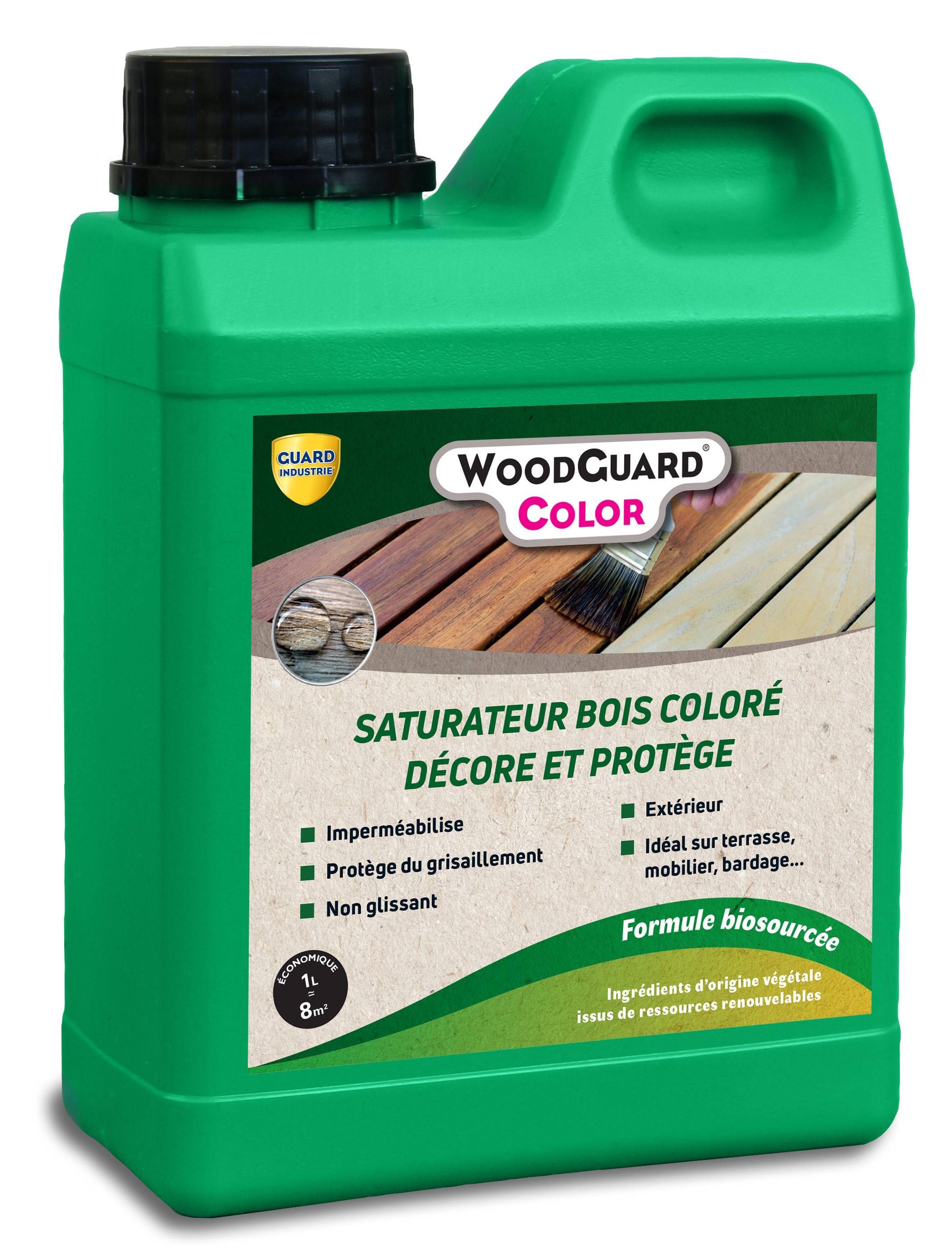 Lasure Blanche Imperméabilisante Bois Brut WoodGuard Color Saturateur Protecteur Eau Gel Formule Végétale 1L 8m2