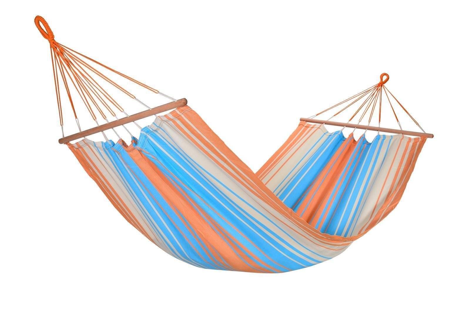 Jobek - Hamac KOLOR 300x100 cm en Polypropylène Orange Bleu certifié FSC 100% JOBEK - Imagen 1