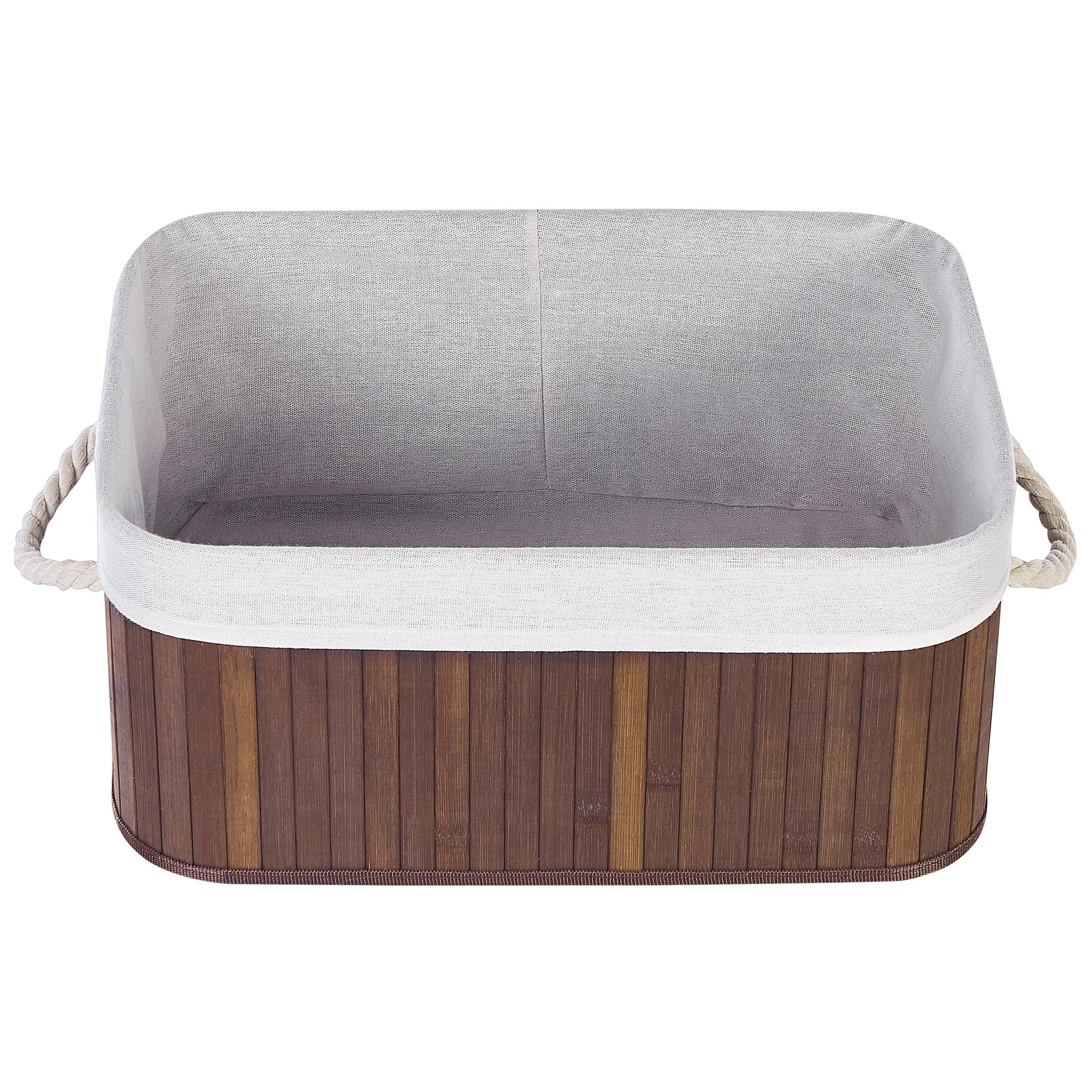Paniers Teinte Bois Sombre en Bambou Coton et Viscose Bacs Rangement à Linge Rectangle à Anses Pratiques pour Salle de Bains Lot de 5 - Imagen 9