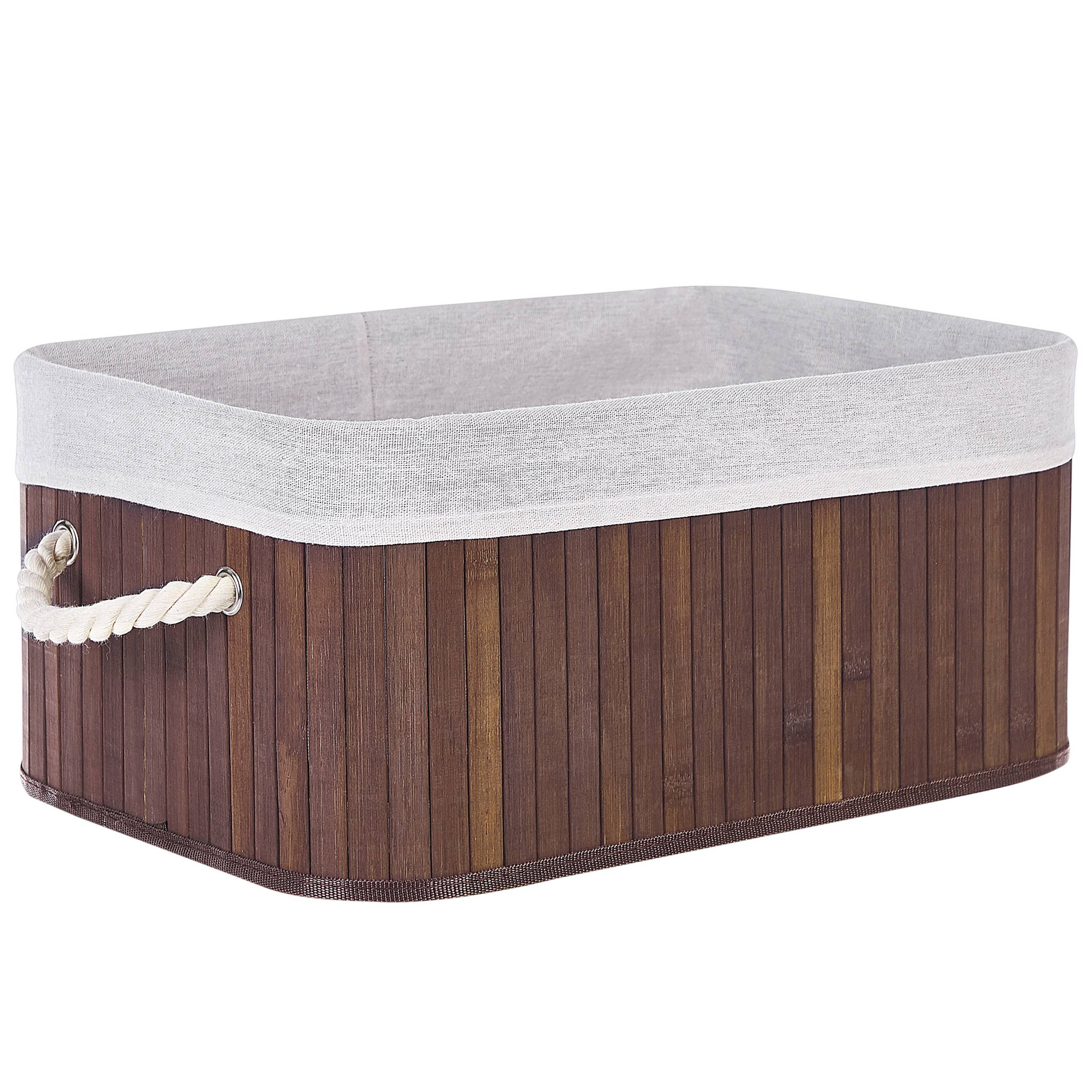 Paniers Teinte Bois Sombre en Bambou Coton et Viscose Bacs Rangement à Linge Rectangle à Anses Pratiques pour Salle de Bains Lot de 5 - Imagen 5