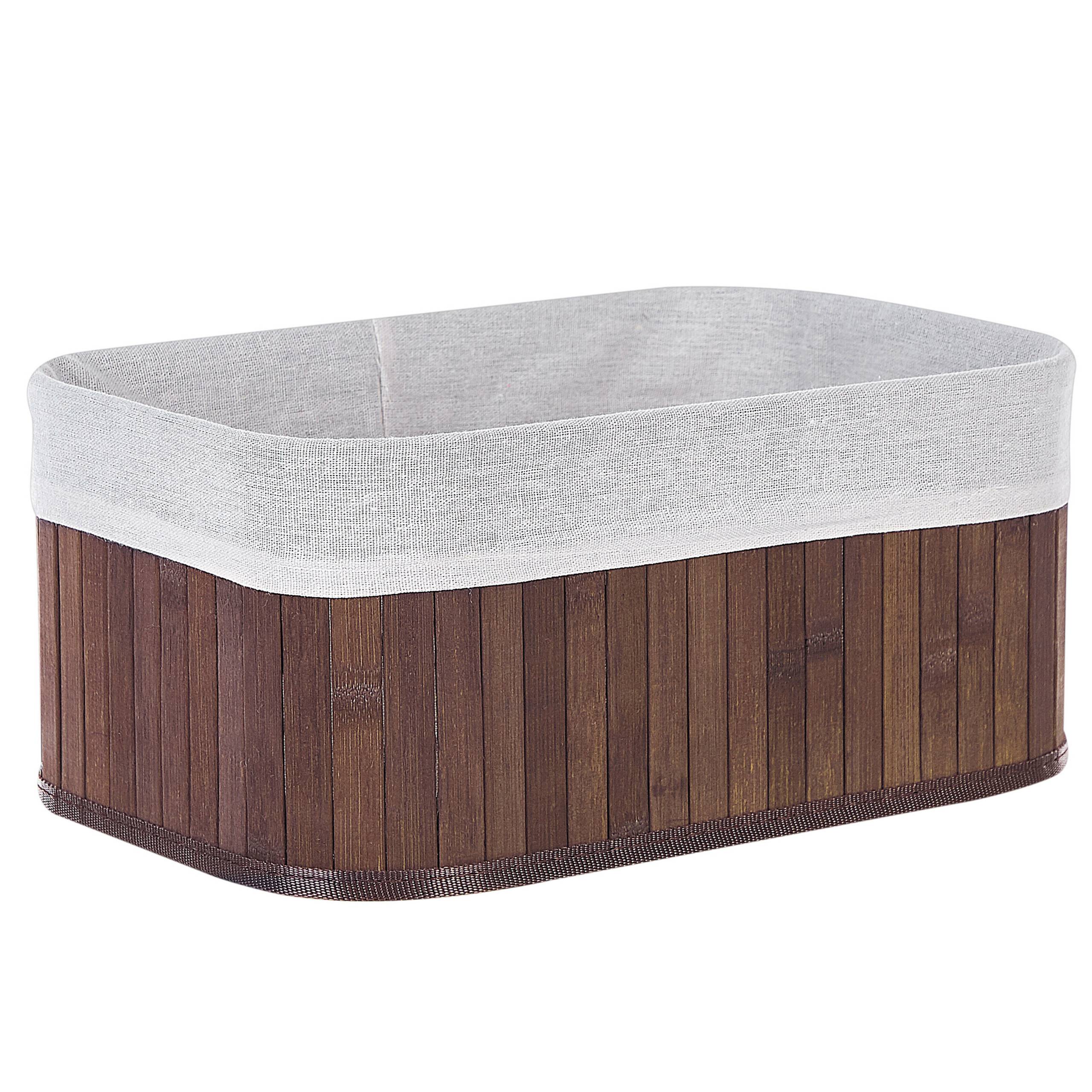 Paniers Teinte Bois Sombre en Bambou Coton et Viscose Bacs Rangement à Linge Rectangle à Anses Pratiques pour Salle de Bains Lot de 5 - Imagen 6