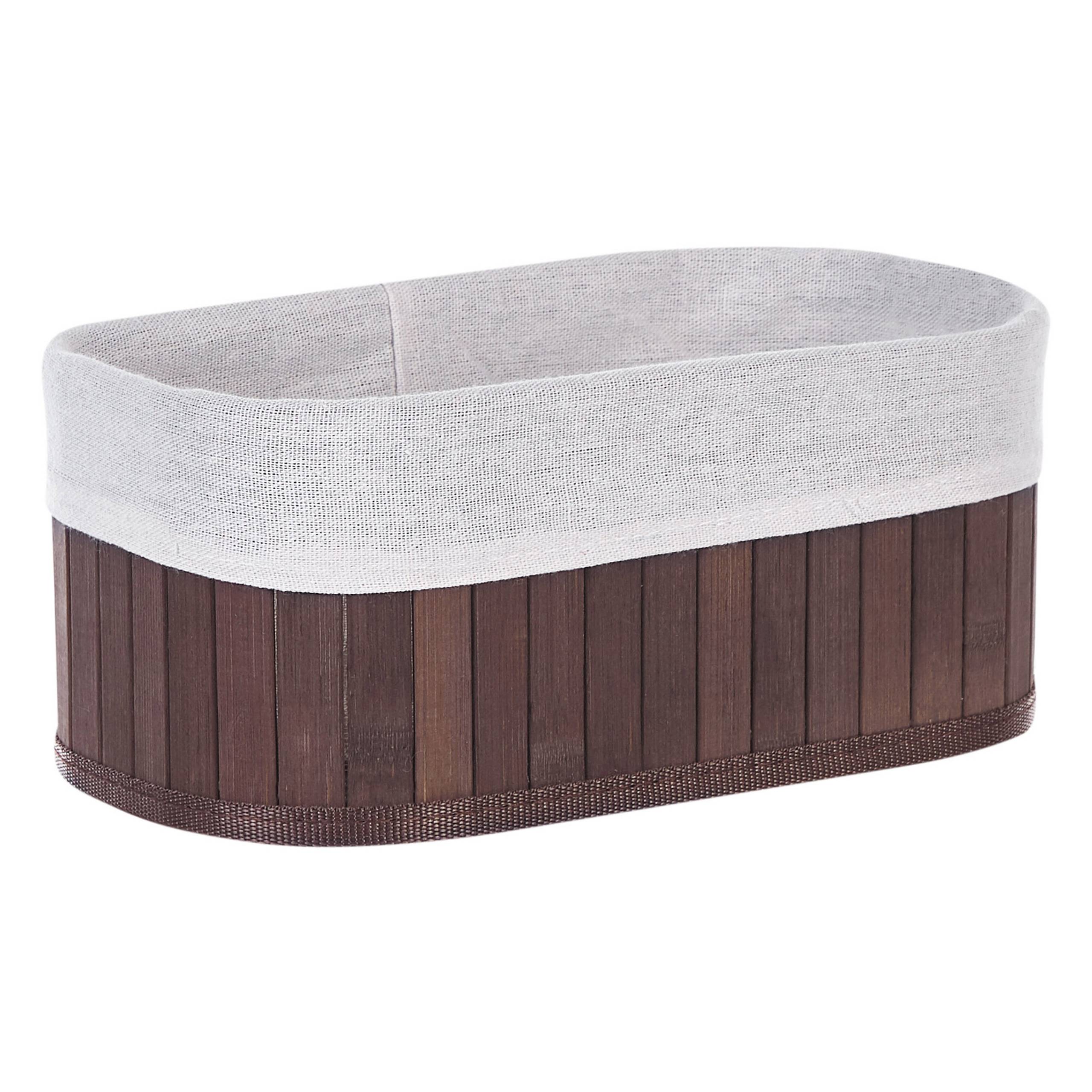 Paniers Teinte Bois Sombre en Bambou Coton et Viscose Bacs Rangement à Linge Rectangle à Anses Pratiques pour Salle de Bains Lot de 5 - Imagen 7
