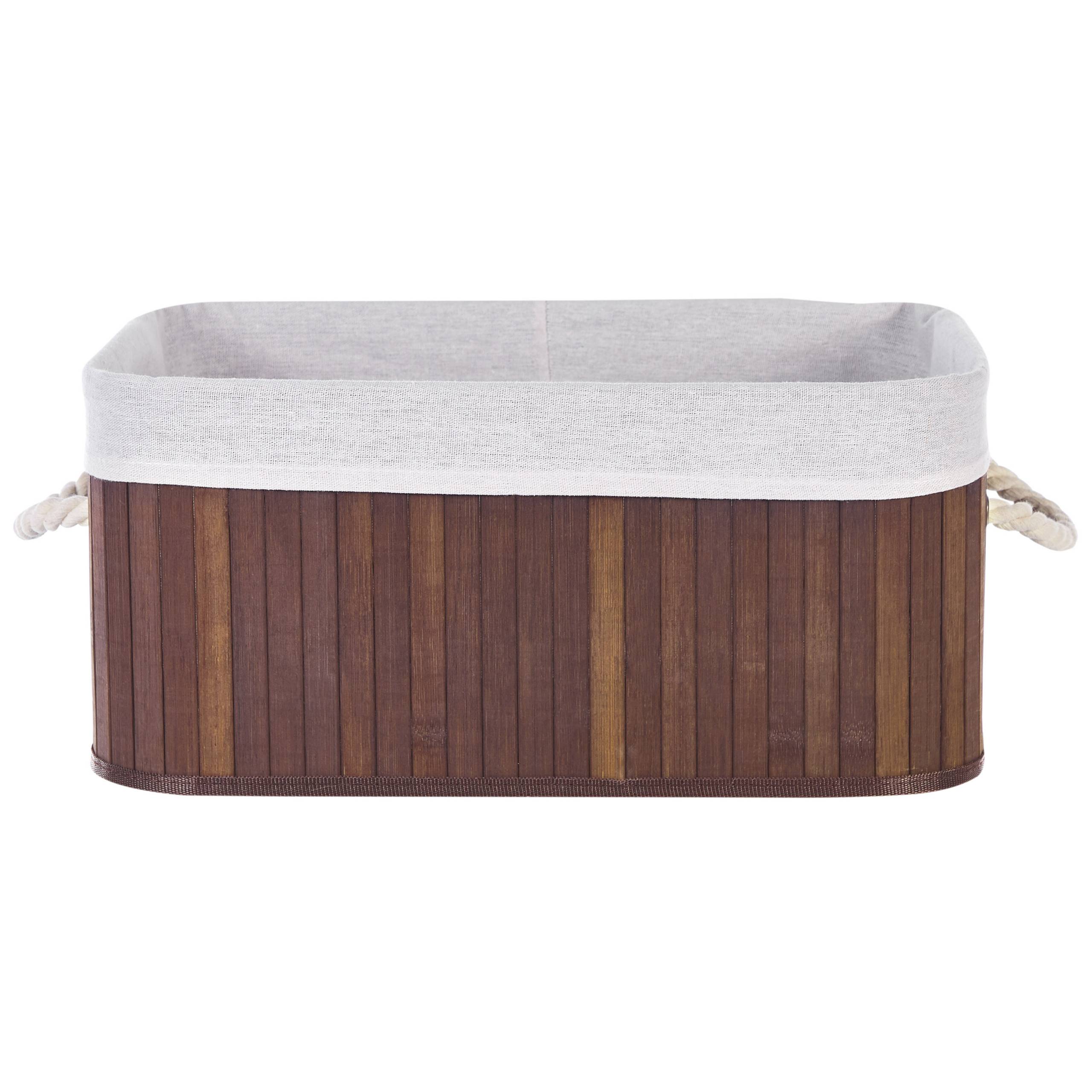 Paniers Teinte Bois Sombre en Bambou Coton et Viscose Bacs Rangement à Linge Rectangle à Anses Pratiques pour Salle de Bains Lot de 5 - Imagen 4