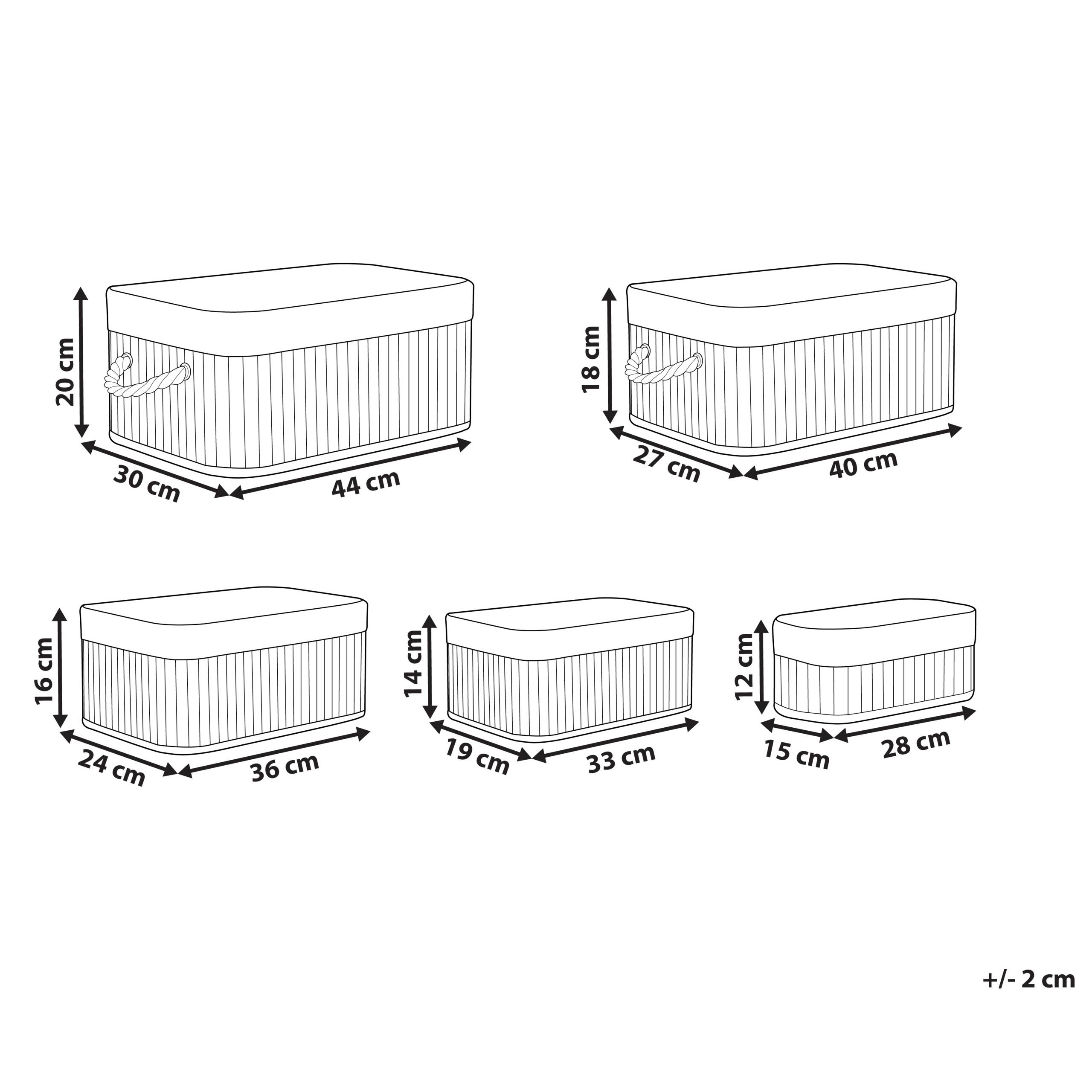 Paniers Teinte Bois Sombre en Bambou Coton et Viscose Bacs Rangement à Linge Rectangle à Anses Pratiques pour Salle de Bains Lot de 5 - Imagen 3