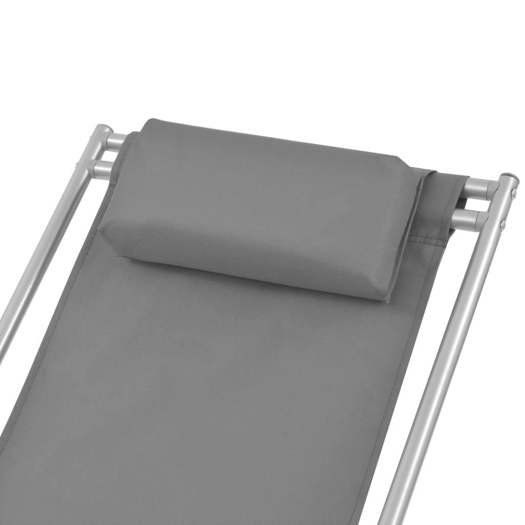 Helloshop26 - Lot de deux chaises inclinables de terrasse acier gris - Imagen 3