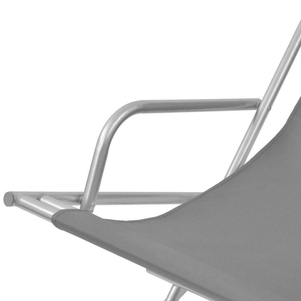 Helloshop26 - Lot de deux chaises inclinables de terrasse acier gris - Imagen 4