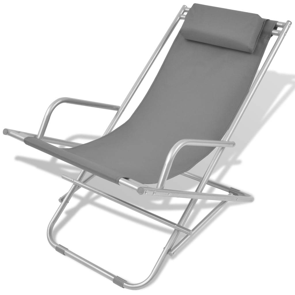 Helloshop26 - Lot de deux chaises inclinables de terrasse acier gris - Imagen 2