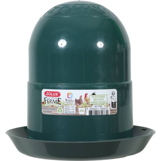 Zolux - Mangeoire silo en plastique recyclé 2 kg vert pour basse cour - Image 2
