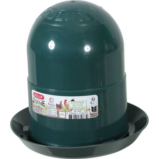 Zolux - Mangeoire silo en plastique recyclé 2 kg vert pour basse cour - Image 1