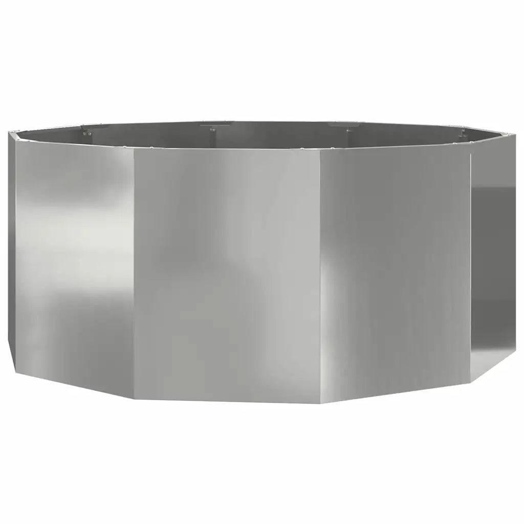 Helloshop26 - Jardinière ronde pratique extérieur 120 x 120 x 50 cm ambiance moderne en acier galvanisé argent - Image 1