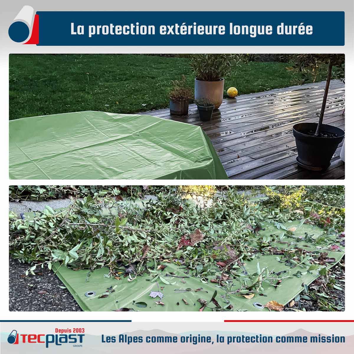 Bâche Jardin 3,5x3,5 m LP506JD Vert Sauge - Garantie 5 ans - Bâche PVC étanche - Résistance Anti-UV TECPLAST - Image 2
