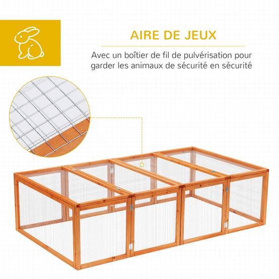 Clapier cage à lapins extérieur intérieur 2 portes supérieures 181L x 100l x 48H cm bois massif pin - Image 8
