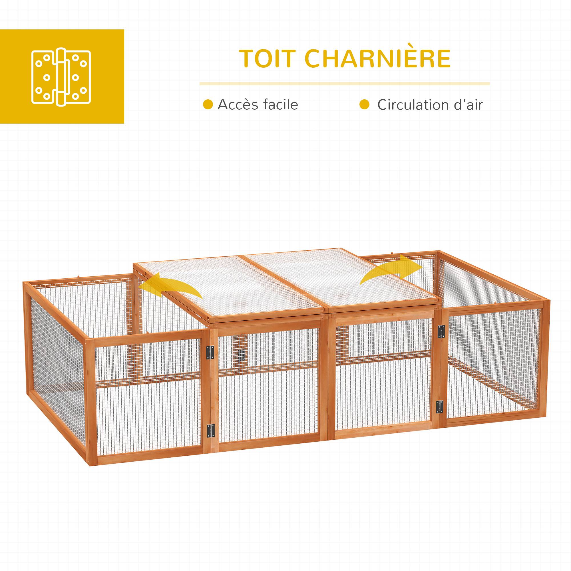 Clapier cage à lapins extérieur intérieur 2 portes supérieures 181L x 100l x 48H cm bois massif pin - Image 6