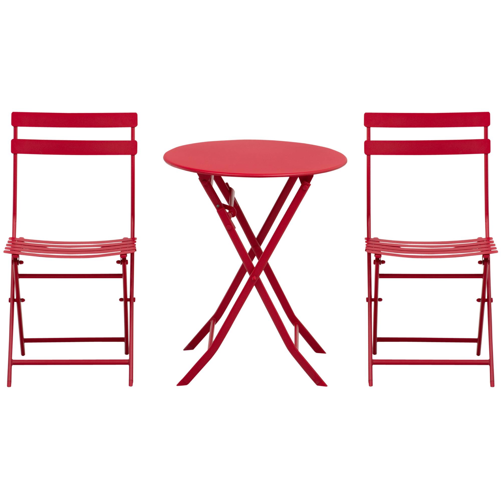 Outsunny - Salon de jardin bistro pliable - table ronde Ø 60 cm avec 2 chaises pliantes - métal thermolaqué rouge - Outsunny - Imagen 4