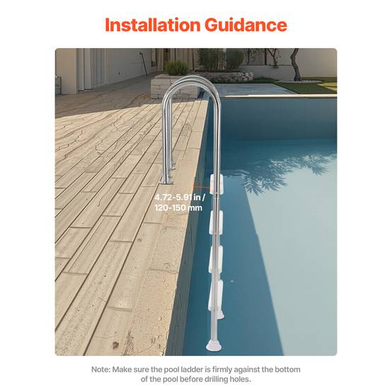 SucceBuy Échelle piscine inox 4 marches, double rampe antidérapante, capacité 120 kg, pour piscines creusées intérieur/extérieur - Image 4