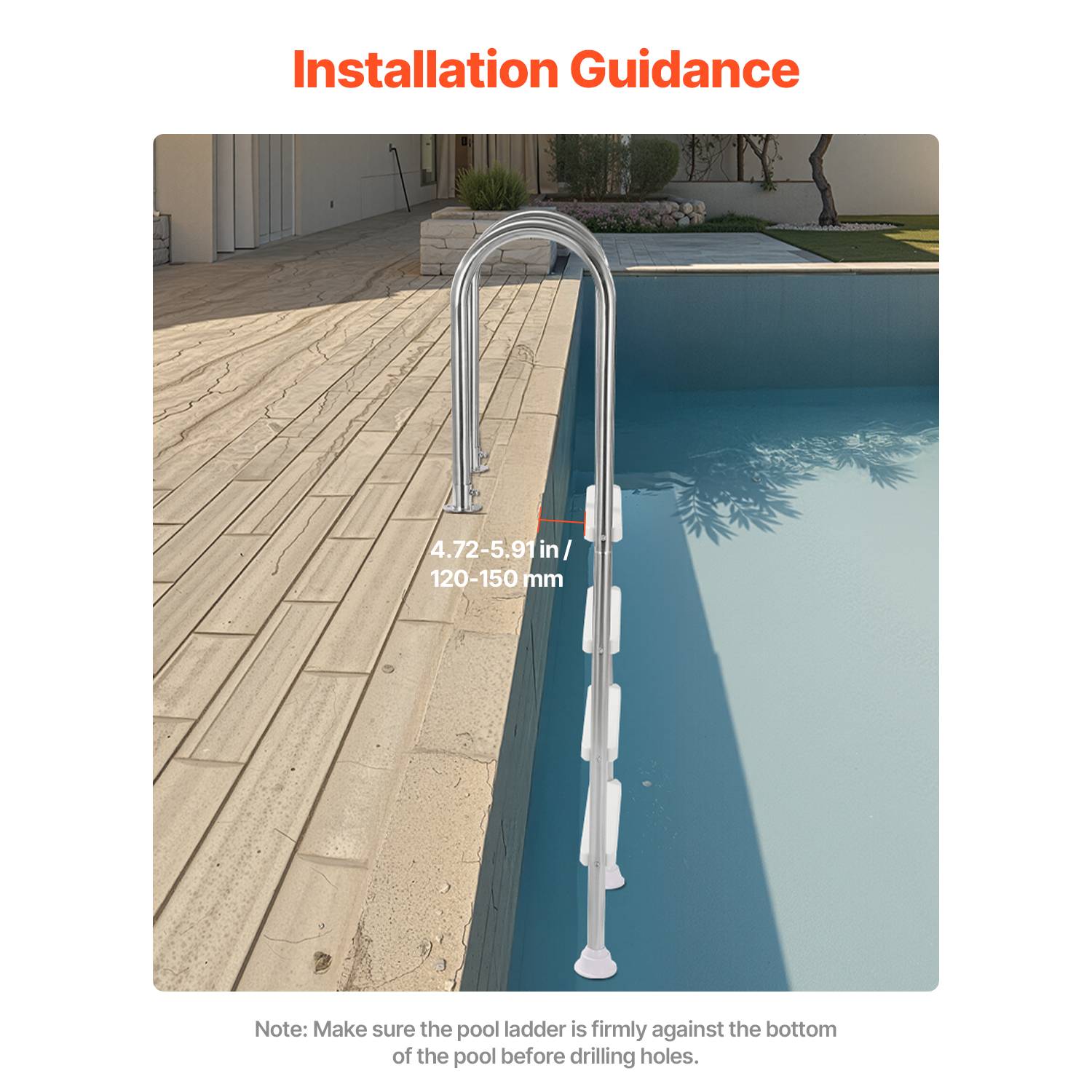 SucceBuy Échelle piscine inox 4 marches, double rampe antidérapante, capacité 120 kg, pour piscines creusées intérieur/extérieur - Image 4