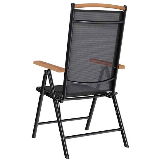 Lot de 2 Chaises de jardin | Chaise d'extérieur pliables aluminium et textilène noir - Image 6