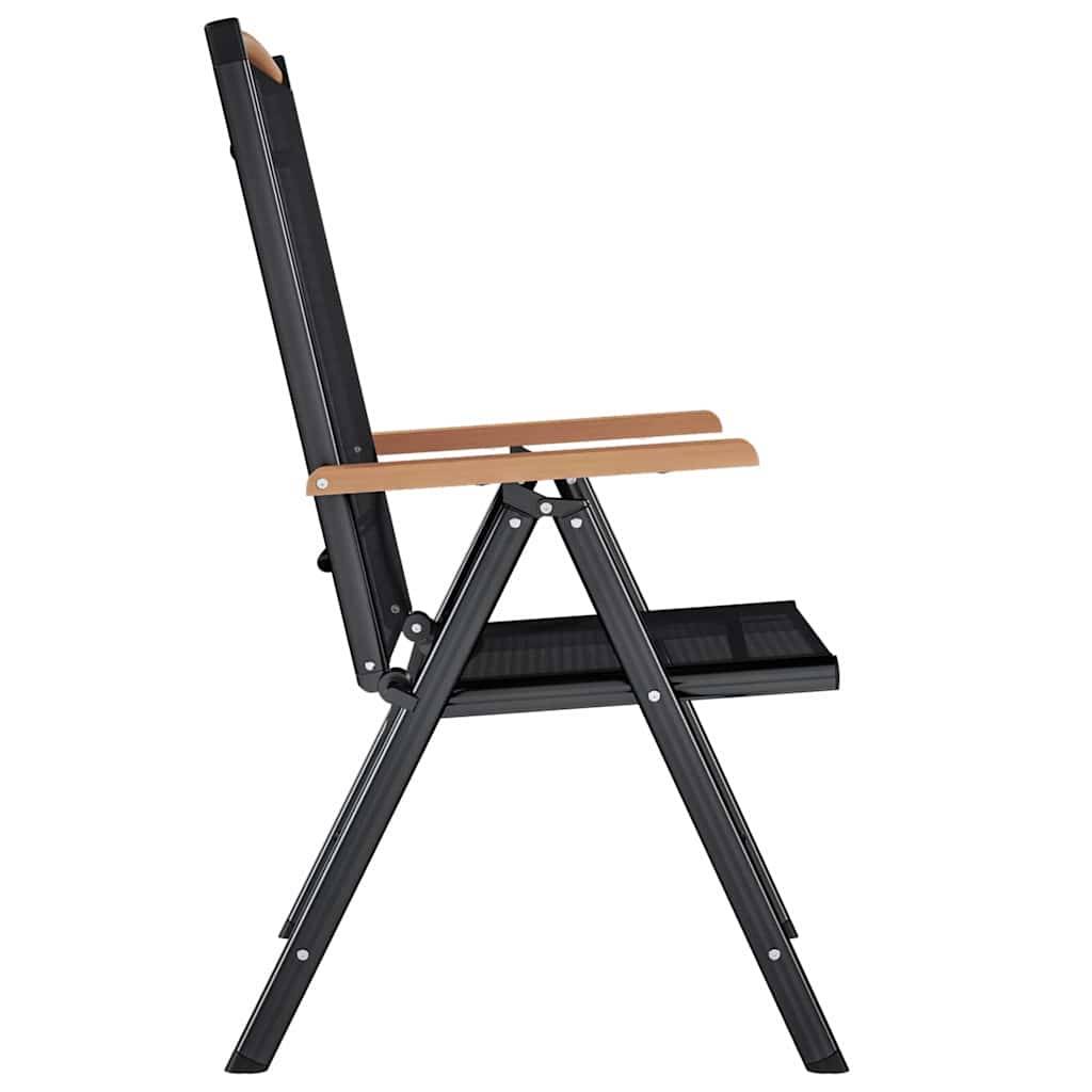 Lot de 2 Chaises de jardin | Chaise d'extérieur pliables aluminium et textilène noir - Image 5