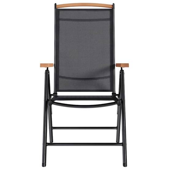 Lot de 2 Chaises de jardin | Chaise d'extérieur pliables aluminium et textilène noir - Image 4