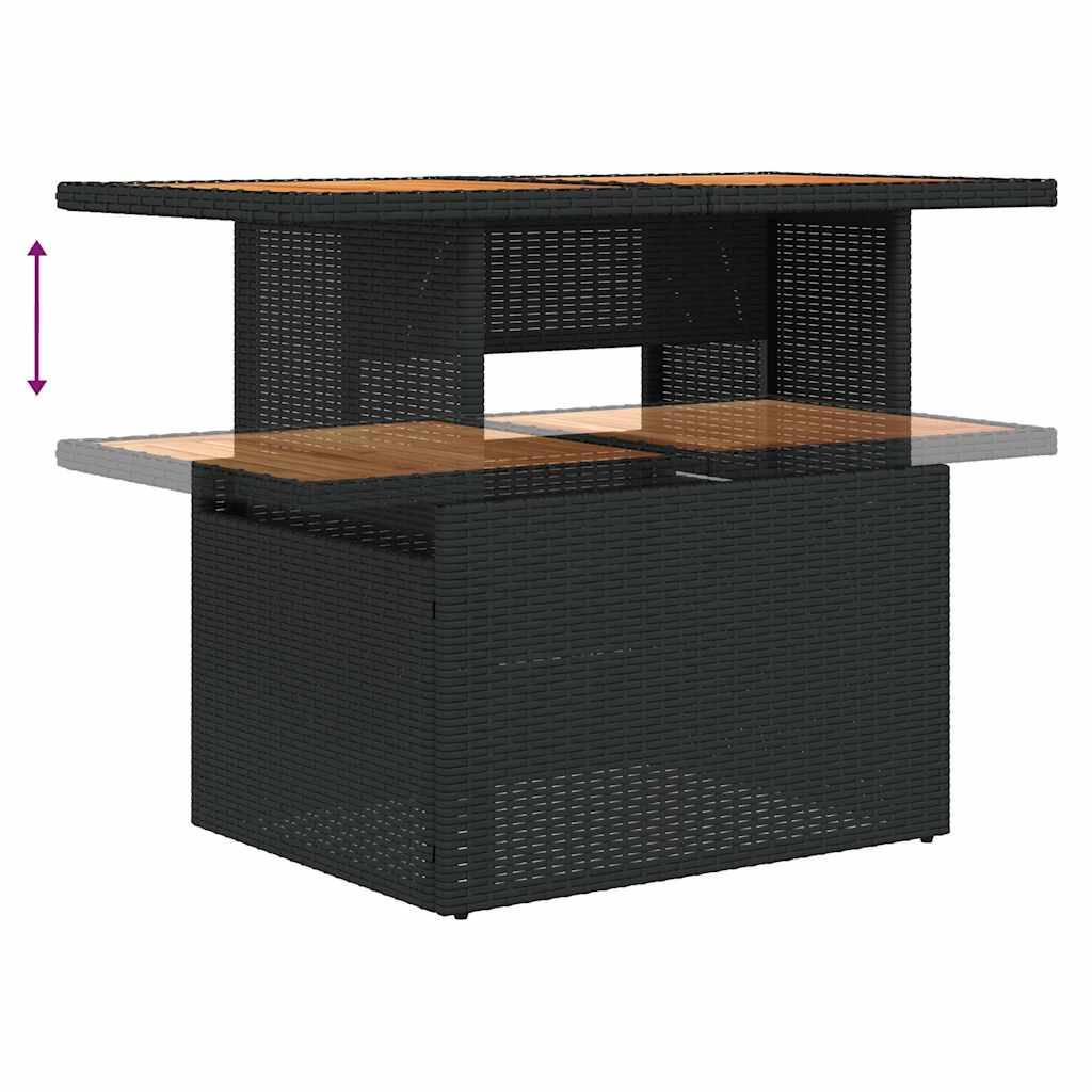 Salon de jardin 8 places modulable noir résine tressée et bois avec table ajustable – ComfortXL Outdoor Living - Image 8
