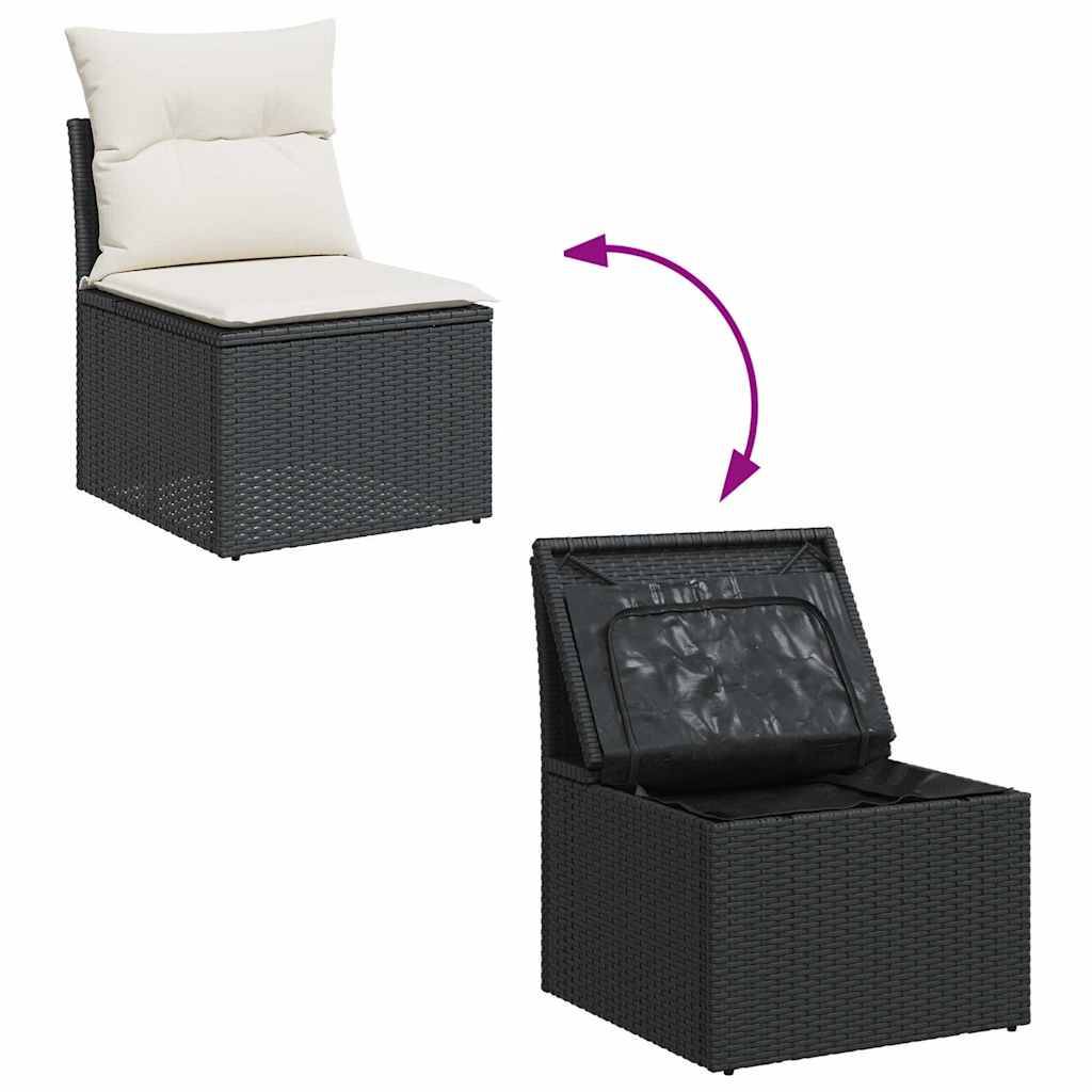 Salon de jardin 8 places modulable noir résine tressée et bois avec table ajustable – ComfortXL Outdoor Living - Image 7