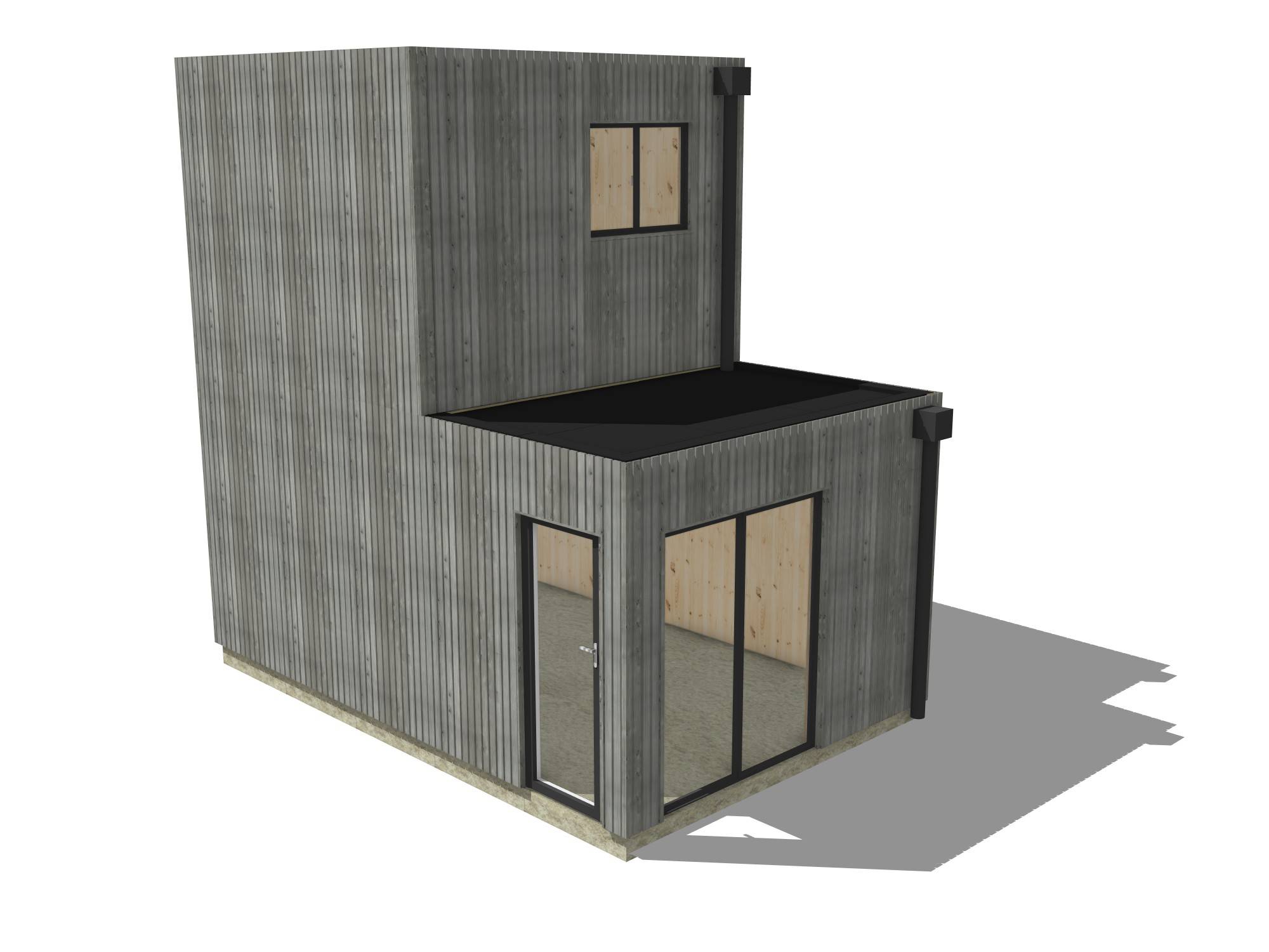 Studio de jardin bien isolé en bois 5,5 x 3,5 x 2,7 m / isolation RE2020 avec mezzanine et terrasse - Image 2
