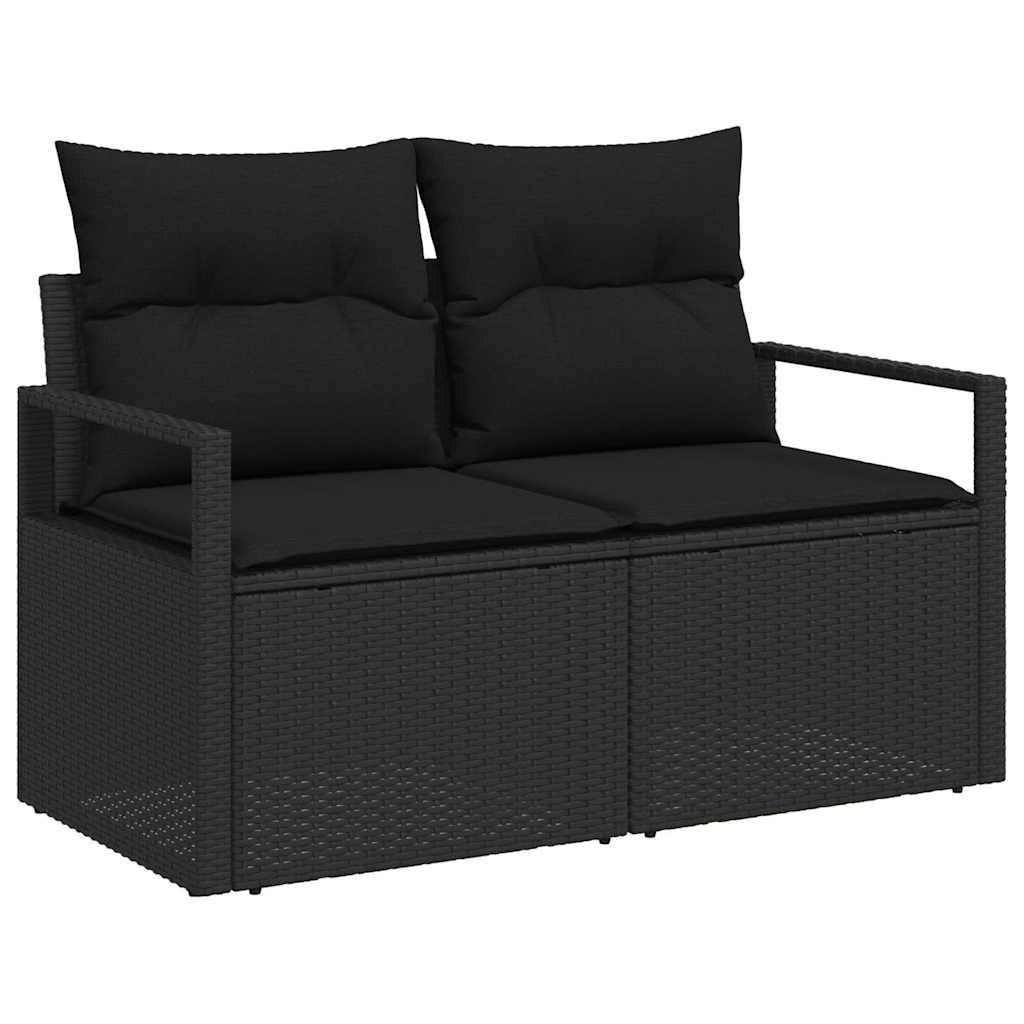 ComfortXL - Salon de Jardin Noir 7 Pièces Résine Tressée avec Table et Pouf pour Terrasse – ComfortXL Outdoor Living - Image 4