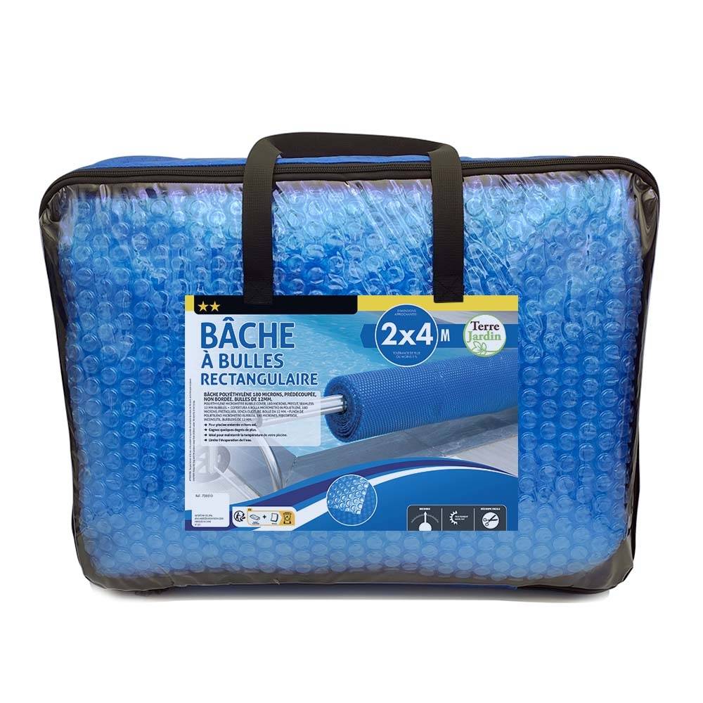 Terre Jardin - Bâche à bulles piscine rectangulaire 180 microns 2 x 4 Bleu - Imagen 8