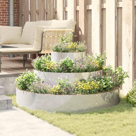 Jardinière Ronde Acier Galvanisé pour Jardin Extérieur Argent 120 cm – ComfortXL Outdoor Living - Image 4