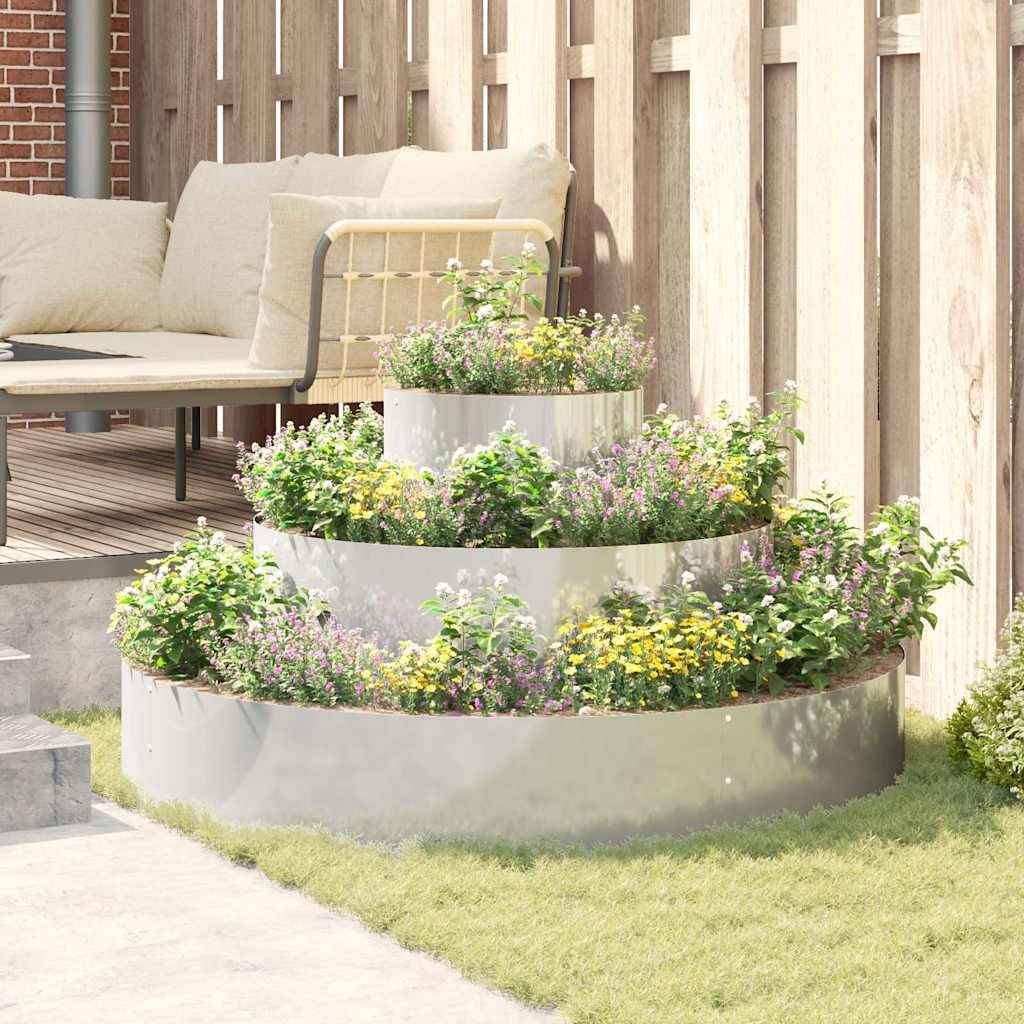 Jardinière Ronde Acier Galvanisé pour Jardin Extérieur Argent 120 cm – ComfortXL Outdoor Living - Image 4
