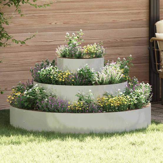 Jardinière Ronde Acier Galvanisé pour Jardin Extérieur Argent 120 cm – ComfortXL Outdoor Living - Image 1