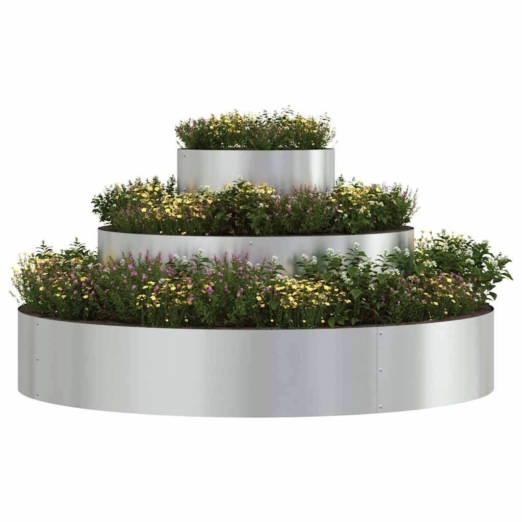 Jardinière Ronde Acier Galvanisé pour Jardin Extérieur Argent 120 cm – ComfortXL Outdoor Living - Image 3