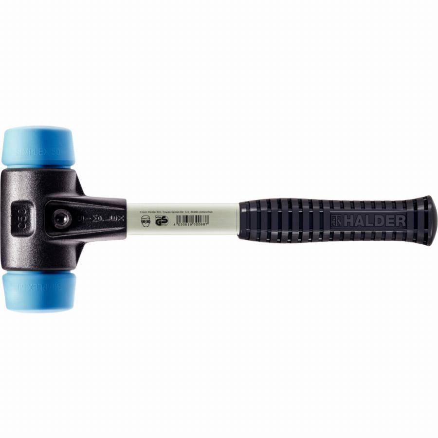 Maillet HALDER SIMPLEX TPE souple avec boîtier en fonte malléable renforcée et manche en fibre de verre - D=50 mm - 3701.050