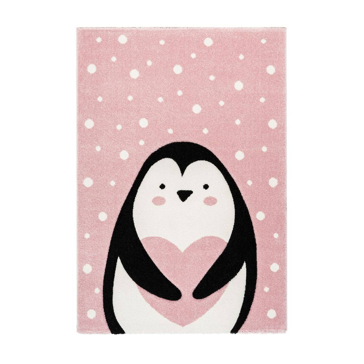 Tapis de Chambre Enfant Pingouin "Gidya" Rose 120 x 170 cm - Image 1
