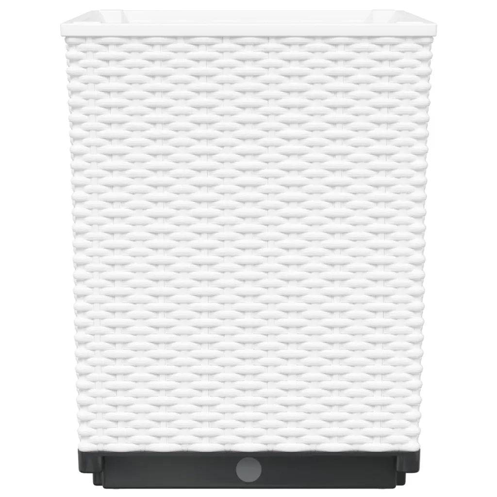 Helloshop26 - Lot de 4 jardinières décoratives modernes balcon jardin 30 x 30 x 37 cm en PP blanc - Image 4