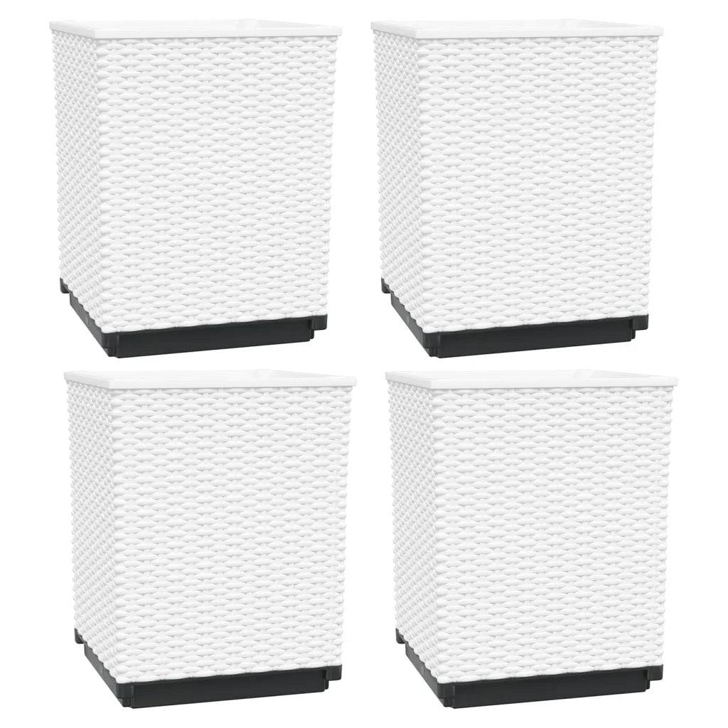 Helloshop26 - Lot de 4 jardinières décoratives modernes balcon jardin 30 x 30 x 37 cm en PP blanc - Image 1