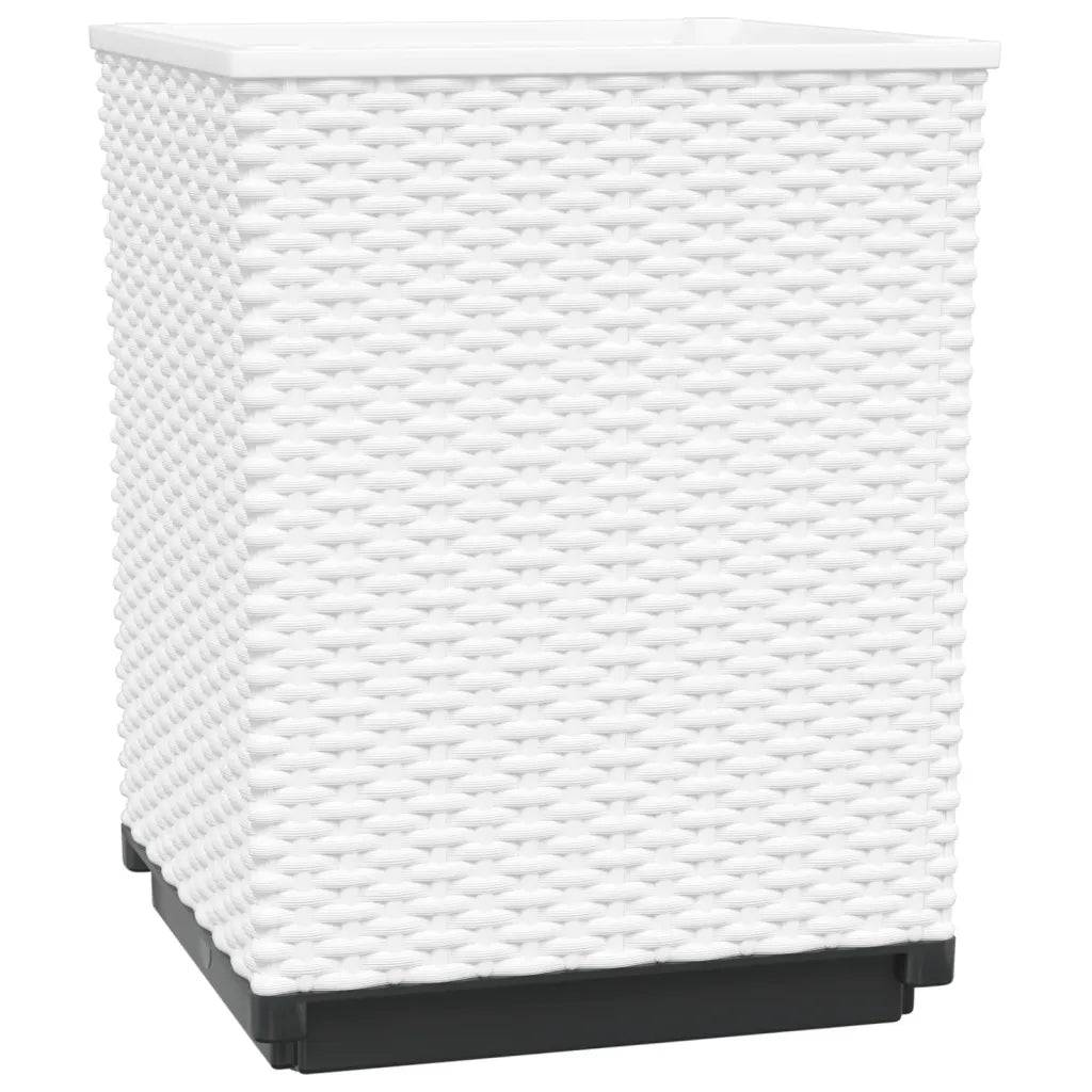 Helloshop26 - Lot de 4 jardinières décoratives modernes balcon jardin 30 x 30 x 37 cm en PP blanc - Image 2
