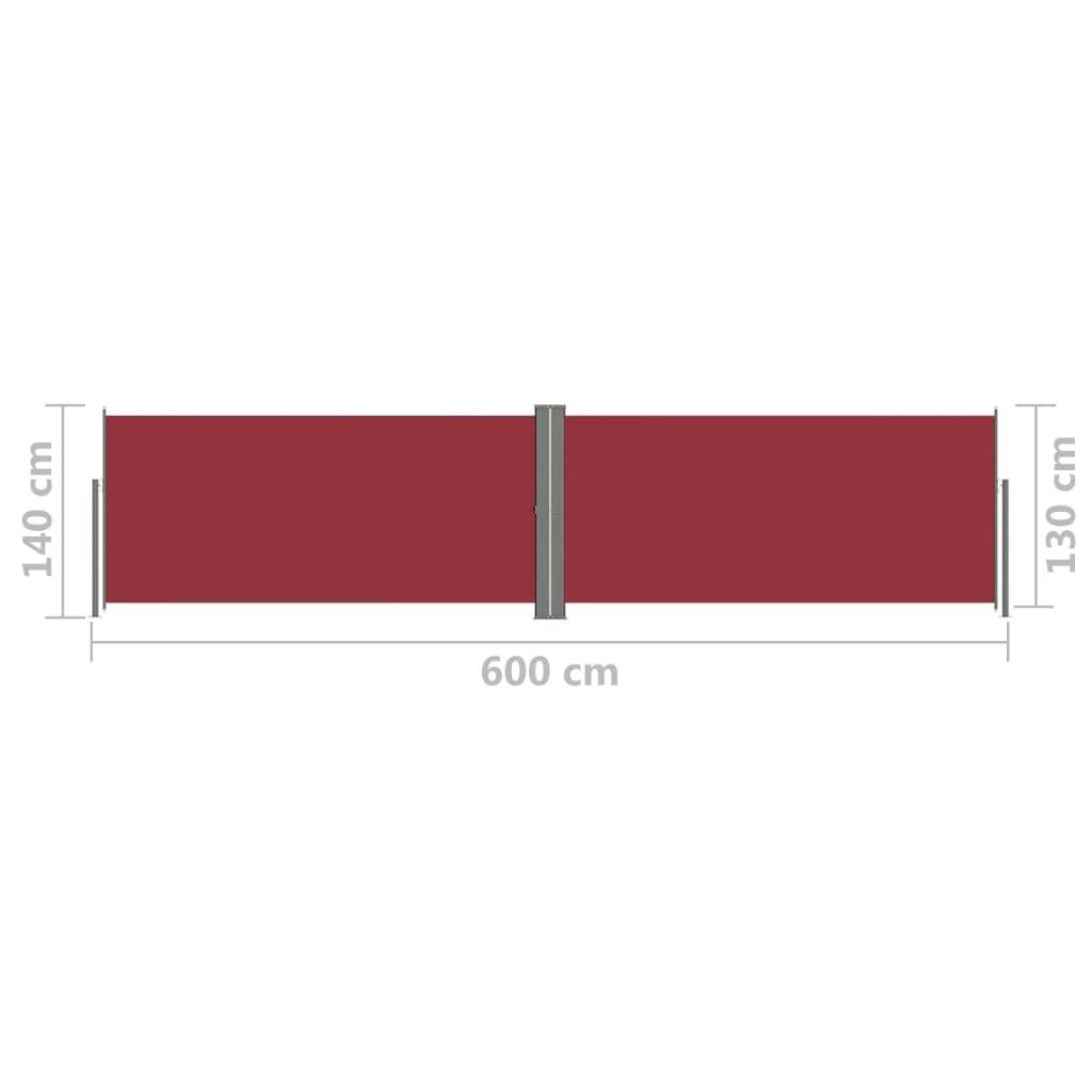 Helloshop26 - Auvent paravent store brise-vue latéral rétractable de patio jardin terrasse balcon protection visuelle écran 140 x 600 cm rouge - Imagen 6