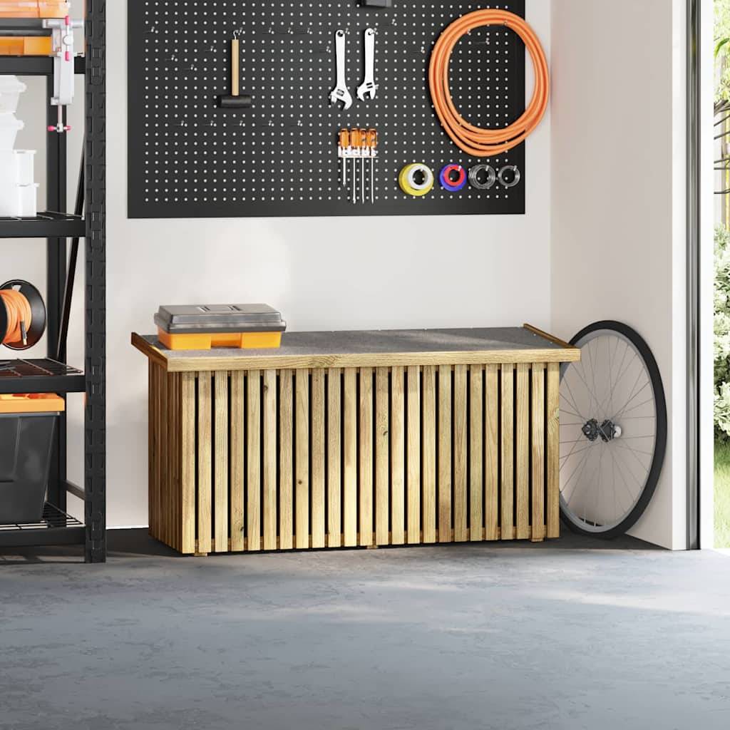 Boîte de Rangement Extérieur Pin Massif Imprégné Anti-UV Grande Capacité pour Outils et Coussins Marron – ComfortXL Outdoor Living - Image 3